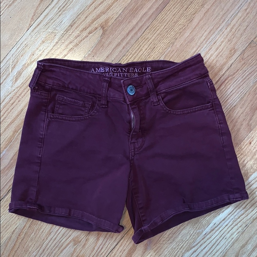 Burgundy Denim Shorts